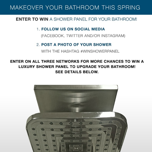 Steam Showers Inc Announces the Win a Shower Panel April Giveaway on