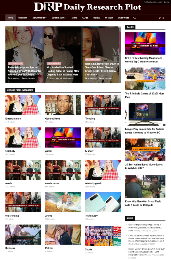 Topnotch Entertainment portal Daily Research Plot, launched their USA