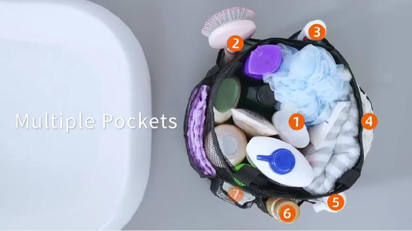 thumbnail image 2 of Lifewit Mesh Shower Caddy - 7 Pocket Hanging Organizer, Quick-Dry White 2 of 2