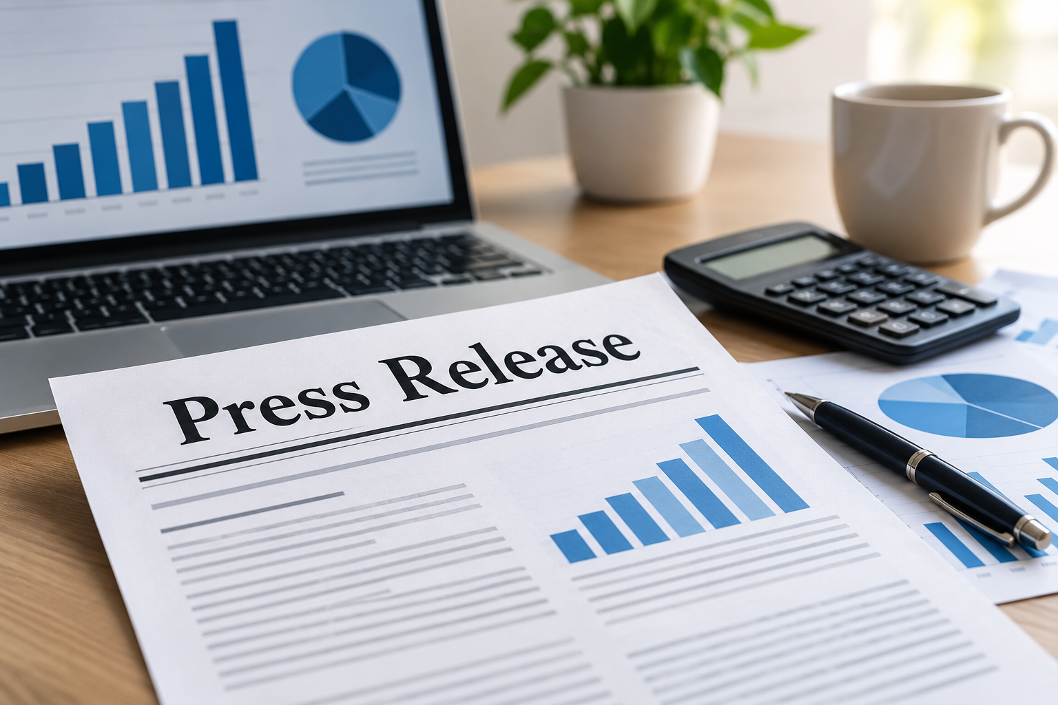 Press release with business charts and statistics showing the importance of providing context when reporting numbers