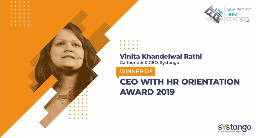 Vinita Rathi, Systango CEO, Conferred with ‘CEO WITH HR ORIENTATION AWARD’