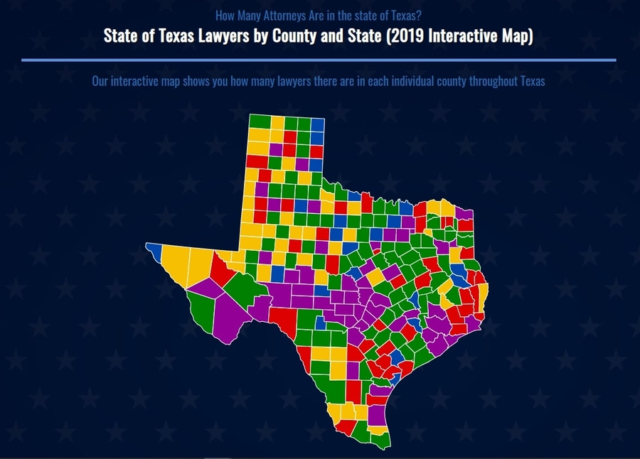 State Bar Of Texas Reveals Attorney Population Density By Counties