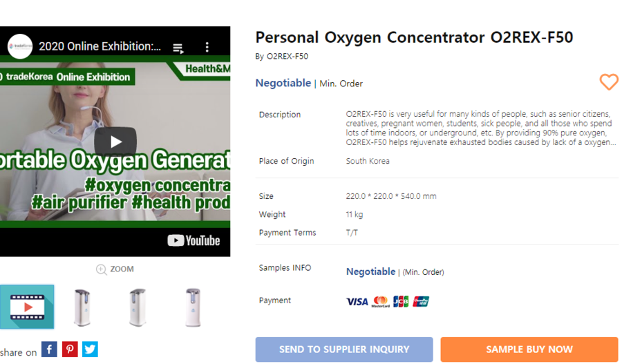 Outstanding Korean Products Introduced at Tradekorea webpage – Oxygen Supplying Device for Better Breathing and Semi-Permanent Mask More Comfortable than Disposable Masks Offered at Health & Medical