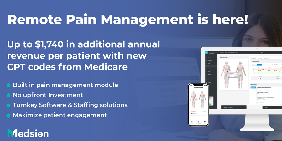 Health Tech Innovator, Medsien Launches First On The Market Pain Management Remote Therapeutic Monitoring (RTM) Solution
