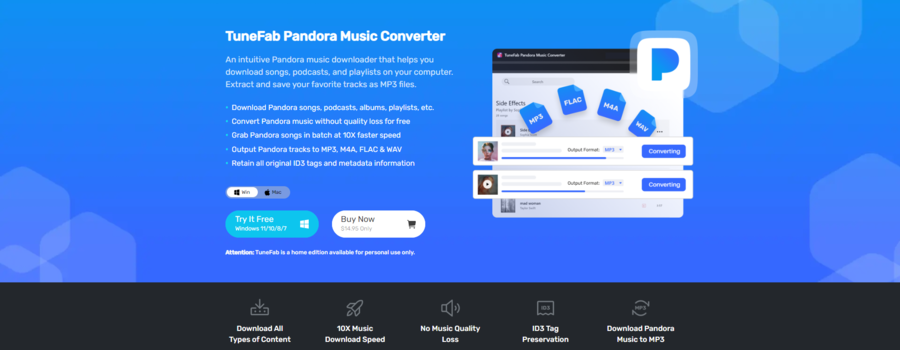 TuneFab Pandora Music Converter Is Available for Users to Avail Its Full Functions and Enjoy Pandora Music Freely at Ease