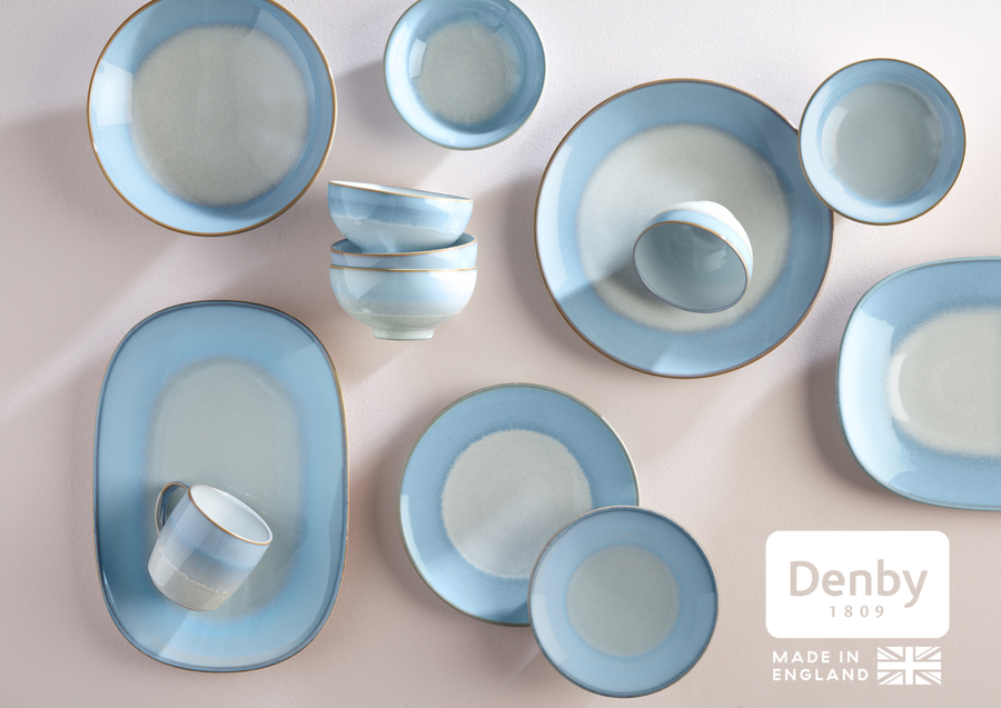 Homeware brand Denby Pottery launches handcrafted range Modus Topaz Blue inspired by the ‘Minimalist Lux’ trend