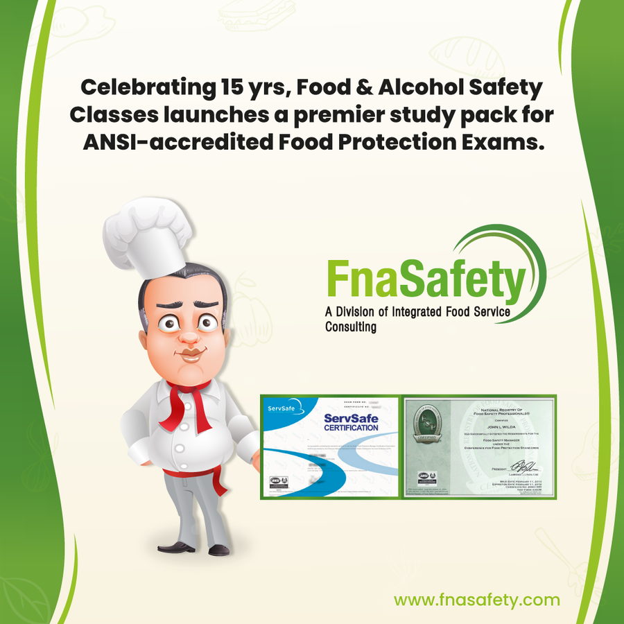 Food and Alcohol Safety Classes Celebrate 15th Anniversary with Nationwide Launch of Premier Study Package for ANSI-Accredited Food Protection Manager Certification Exams