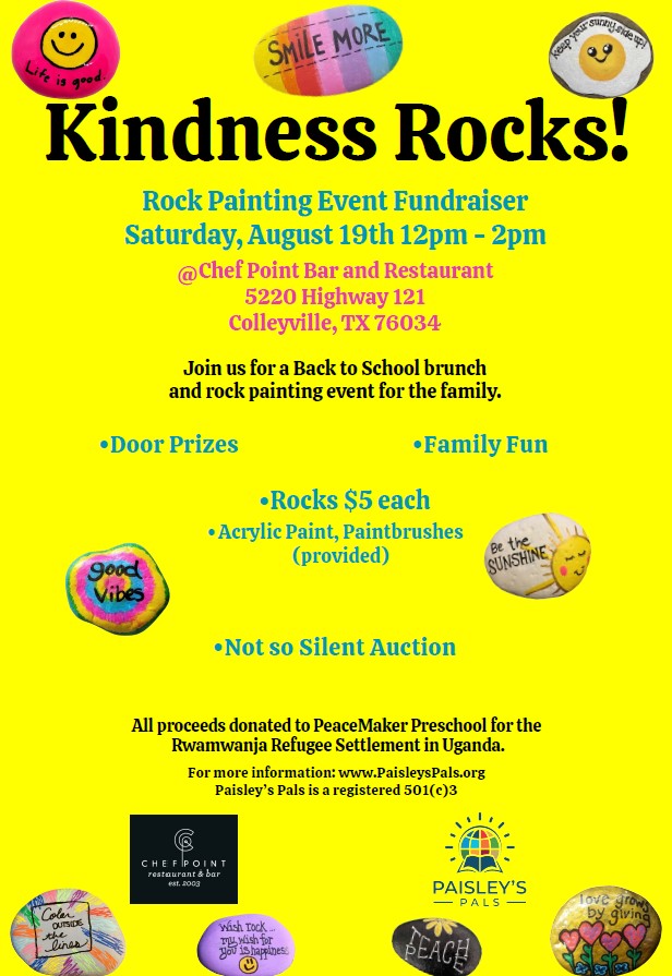 10-Year-Old Paisley Elliot of Paisley’s Pals to Hold Rock Painting Fundraiser & Auction for Preschool for Ugandan Refugees at Chef Point Bar & Restaurant on Sat. August 19, 2023 from 12 pm to 2 pm