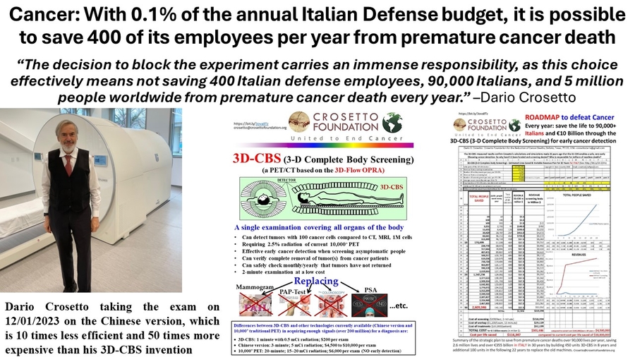 Cancer: With 0.1% of the annual Italian defense budget, it is possible to save 400 defense employees per year from premature cancer death