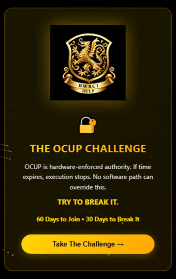 BWRCI Launches 30-Day No-Cost Public Challenge to Test Hardware-Enforced AI Authority