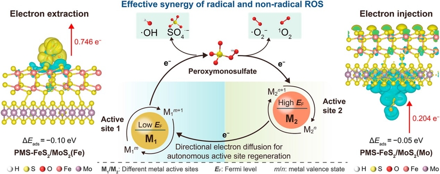 Self-powered catalyst keeps cleaning water by circulating its own charge