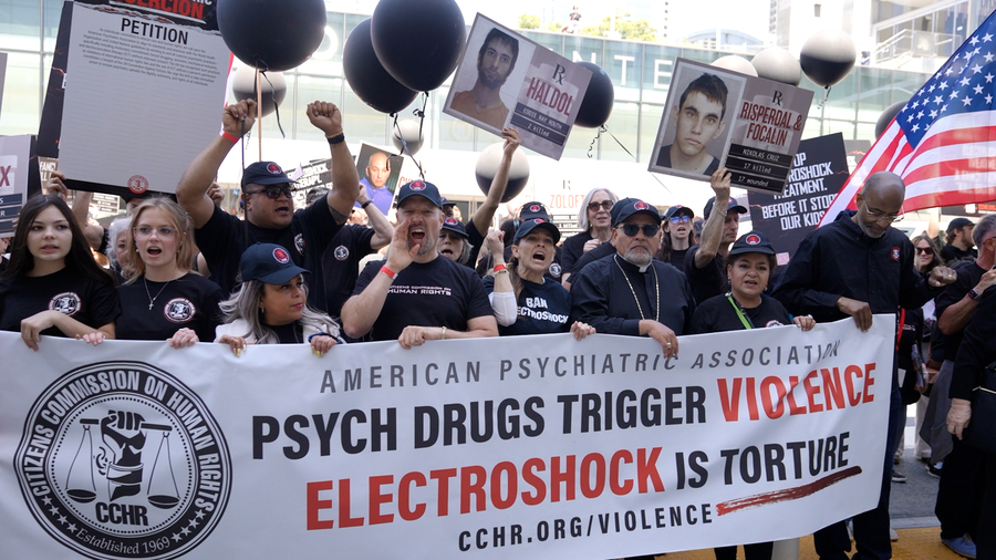 CCHR protests APA convention, calling electroshock torture and demanding an end to psychiatric drug violence
