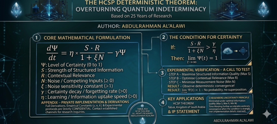 Saudi Researcher Abdulrahman Al-alawi Announces the Final Form of the HCSP Theorem and the USDL Statement: A Mathematical End to Quantum Uncertainty