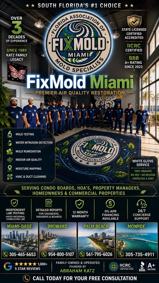 FixMold Miami Expands Independent Mold and Water-Intrusion Testing for Condo Boards Ahead of Florida’s Dec. 31 Structural Deadline