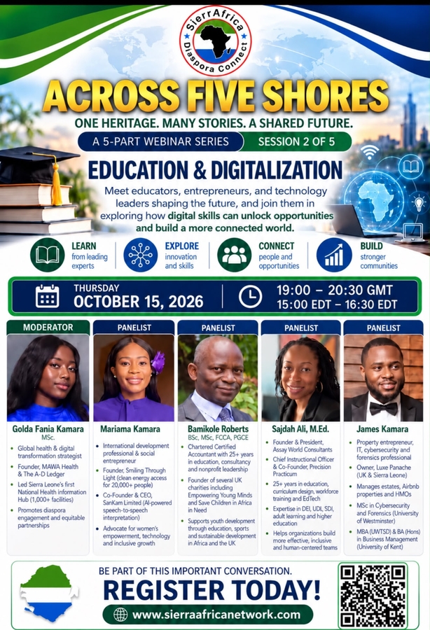 “What Changes for Aminata?” Diaspora Webinar Asks How Education, Energy and AI Can Open Doors for Sierra Leone’s Youth